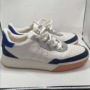 ECCO Mens Street Court Lace Sneaker - White Blue - 8.5
